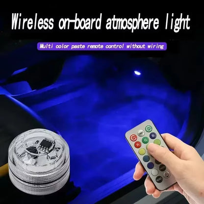 LED Car Interior Ambient Light Remote Control Decoration Auto Roof Foot Atmosphere Lamp Bicycle Tail Light Wireless Adhesive