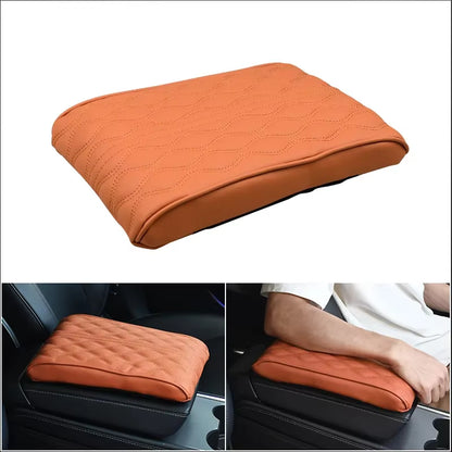 Wave Embroider PU Leather Car Armrest Mat Center Console Arm Rest Protection Cushion Auto Armrests Storage Box Cover Pad