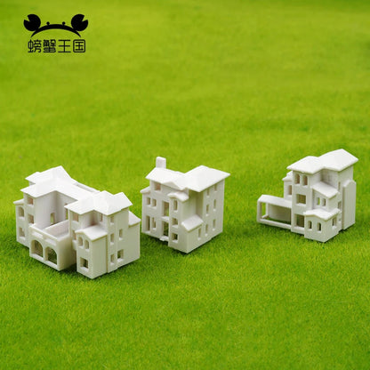 2Pcs Miniature House Miniature City Scenery 1/500 1/800 HO Scale Model Train OO Gauge Railway Accessories Model Building Diorama