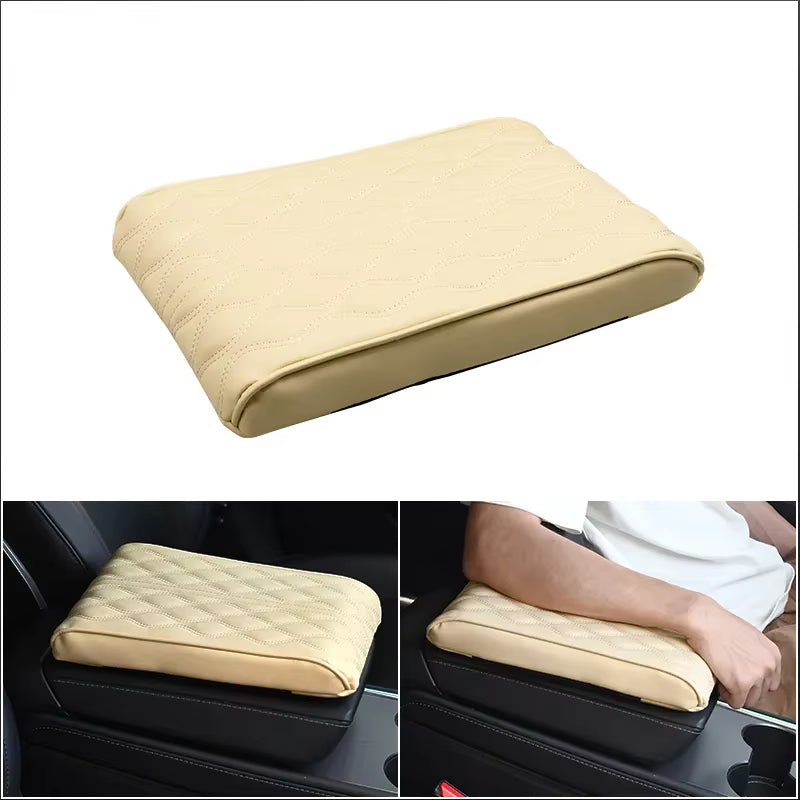 Wave Embroider PU Leather Car Armrest Mat Center Console Arm Rest Protection Cushion Auto Armrests Storage Box Cover Pad