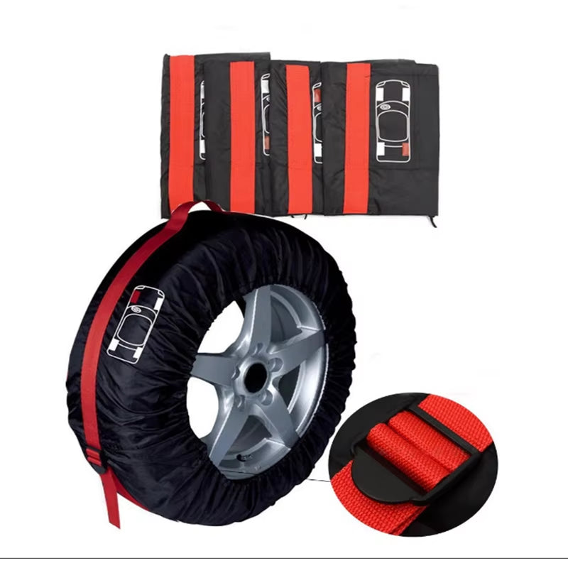 4Pcs/Lot Car Spare Tire Cover Case Polyester Auto Wheel Tires Storage Bags Vehicle Tyre Waterproof Dust-Proof Protector Styling