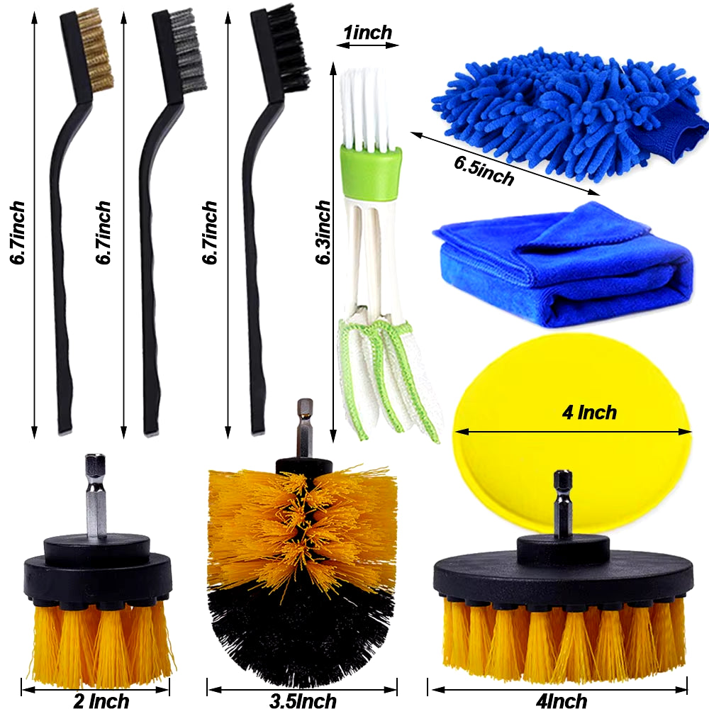 Detailing Brush Set Car Cleaning Brushes Power Scrubber Drill Brush for Car Leather Air Vents Rim Cleaning Dirt Dust Clean Tools