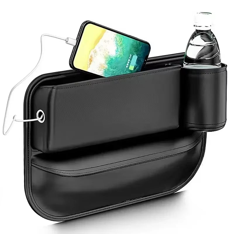 Car Seat Gap Water Cup Holder Leather Universal Crevice Side Storage Box Driver Front Auto Seat Gap Filler Organizer in the Car