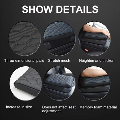 Wave Embroider PU Leather Car Armrest Mat Center Console Arm Rest Protection Cushion Auto Armrests Storage Box Cover Pad