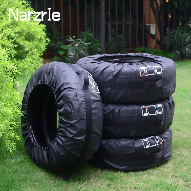 4Pcs/Lot Car Spare Tire Cover Case Polyester Auto Wheel Tires Storage Bags Vehicle Tyre Waterproof Dust-Proof Protector Styling