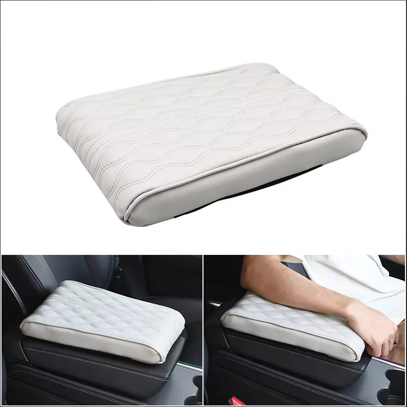 Wave Embroider PU Leather Car Armrest Mat Center Console Arm Rest Protection Cushion Auto Armrests Storage Box Cover Pad