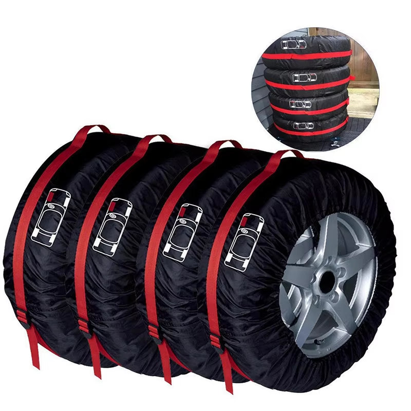 4Pcs/Lot Car Spare Tire Cover Case Polyester Auto Wheel Tires Storage Bags Vehicle Tyre Waterproof Dust-Proof Protector Styling