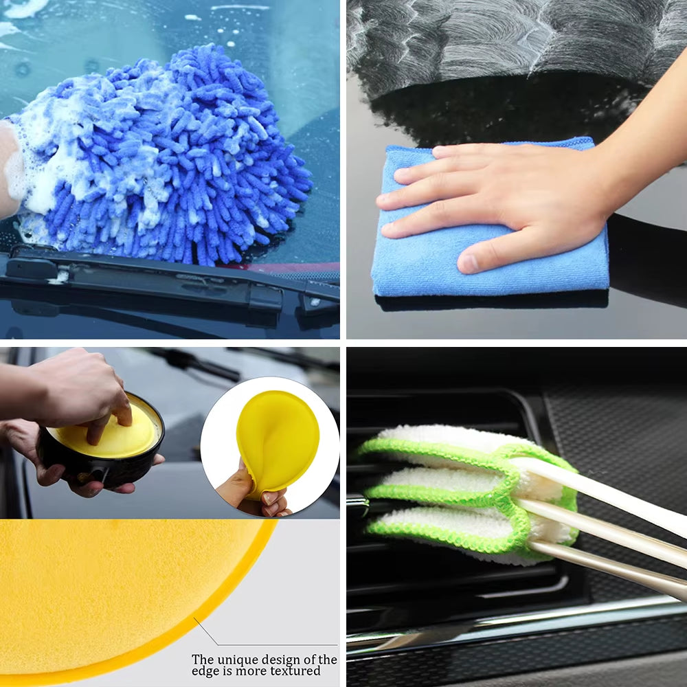 Detailing Brush Set Car Cleaning Brushes Power Scrubber Drill Brush for Car Leather Air Vents Rim Cleaning Dirt Dust Clean Tools