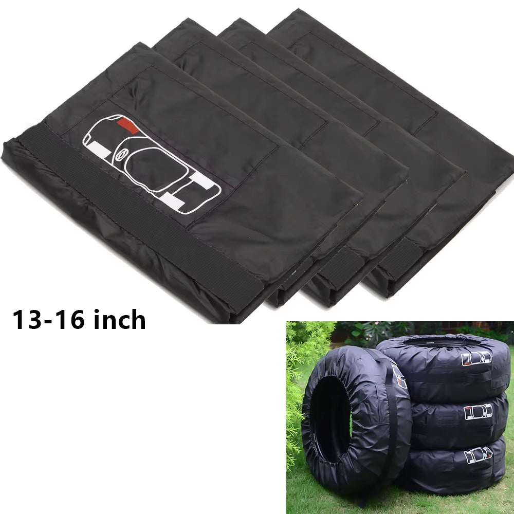 4Pcs/Lot Car Spare Tire Cover Case Polyester Auto Wheel Tires Storage Bags Vehicle Tyre Waterproof Dust-Proof Protector Styling