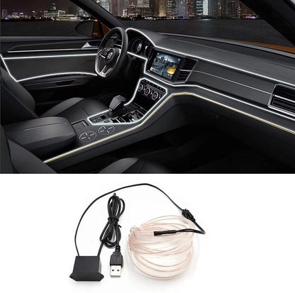 2M/3M/5M LED Car Interior Decoration Light EL Wiring Neon Strip for Auto DIY Flexible Ambient Light with USB Drive Ambient Lamp