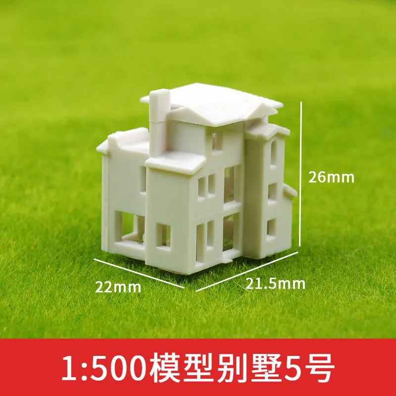 2Pcs Miniature House Miniature City Scenery 1/500 1/800 HO Scale Model Train OO Gauge Railway Accessories Model Building Diorama