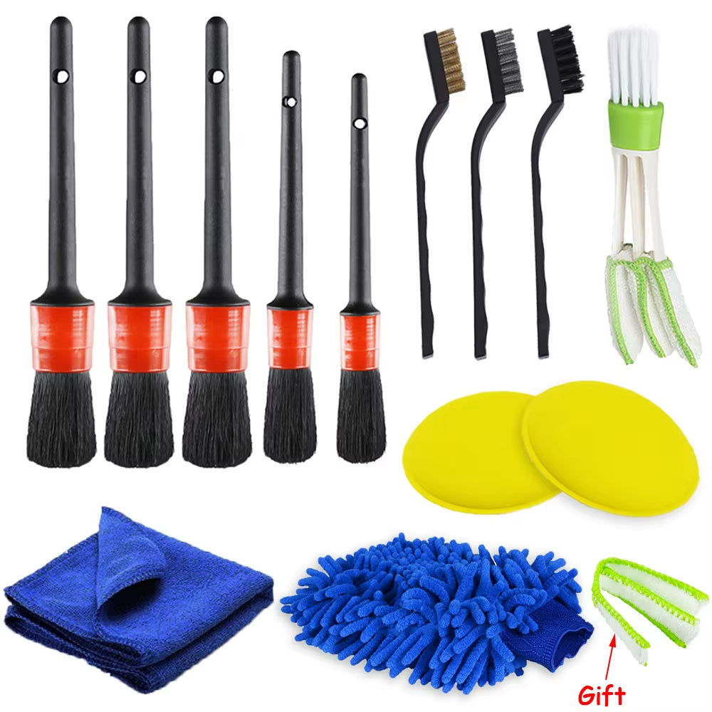 Detailing Brush Set Car Cleaning Brushes Power Scrubber Drill Brush for Car Leather Air Vents Rim Cleaning Dirt Dust Clean Tools